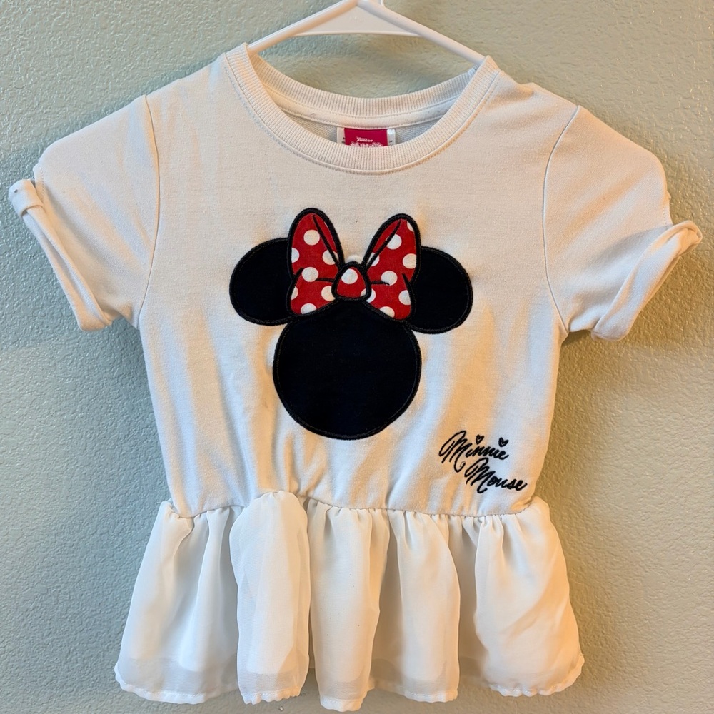 Disney Minnie Mouse White and Red Kids Peplum Tee